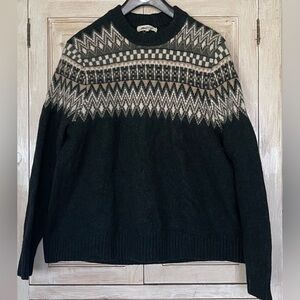 Madewell Black and Cream Crewneck Sweater